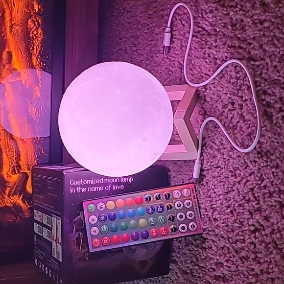 Moon Lamp 16 Colors LED Night Light 3D Printing Moon W/ Stand Remote Moon Lamp 1 - Picture 3 of 15